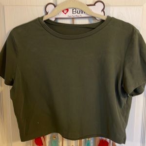 Olive green crop tee